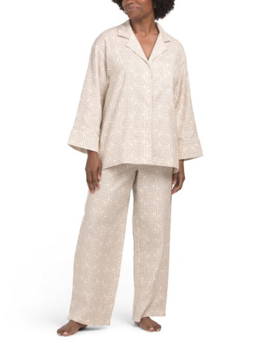 NATORI Viola 2pc Flannel Texture Infinity Notch Collar Pajama Top & Pants Set ♥️